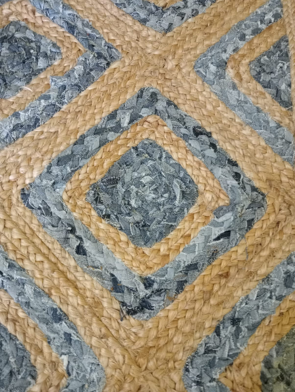 Handcrafted Indigo Denim Jute Rug