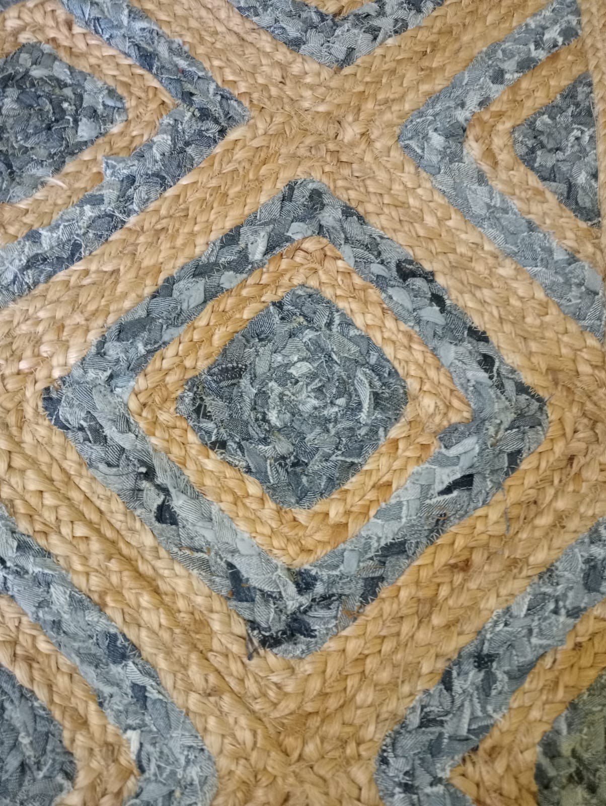 Handcrafted Indigo Denim Jute Rug
