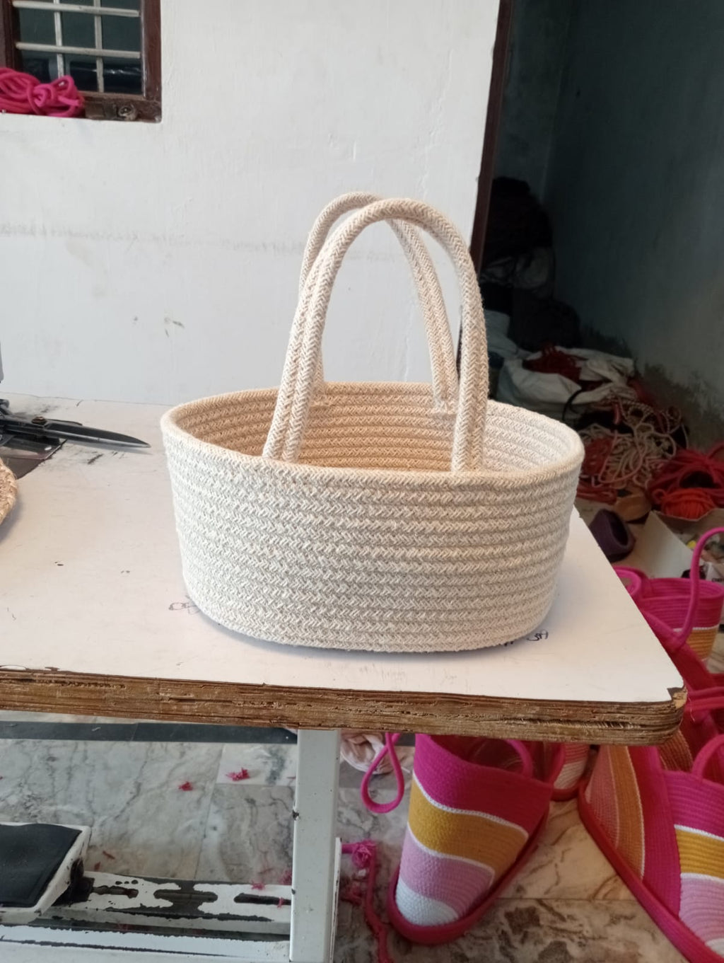 White Handcrafted Basket