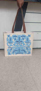Azure Artisan Embroidered Tote Bag