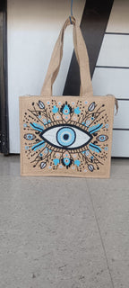 Guardian Eye Jute Tote Bag