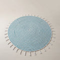 Aqua Blue And White Premium Cotton Floor Rug For Home Decor