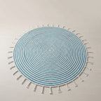 Aqua Blue And White Premium Cotton Floor Rug For Home Decor