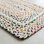 Handmade Rectangular Braided Floor Mat – Cream & Multicolour