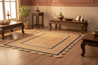 Jute Scalloped Mat in Indian Home Setting