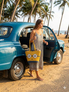 Yelloe And Blue Cotton  Premium Tote Bags For Gift And Daily Use