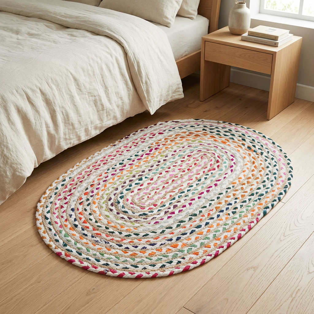 Multicolour Braided Oval Floor Mat