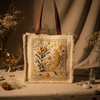 Moonlit Garden Jute Tote Bag with Glass Beads