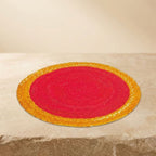 Red And Yellow Premium Cotton Rangoli Mat For Home Decor