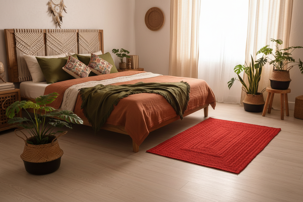 Red Braided Rug - Bedroom Lifestyle