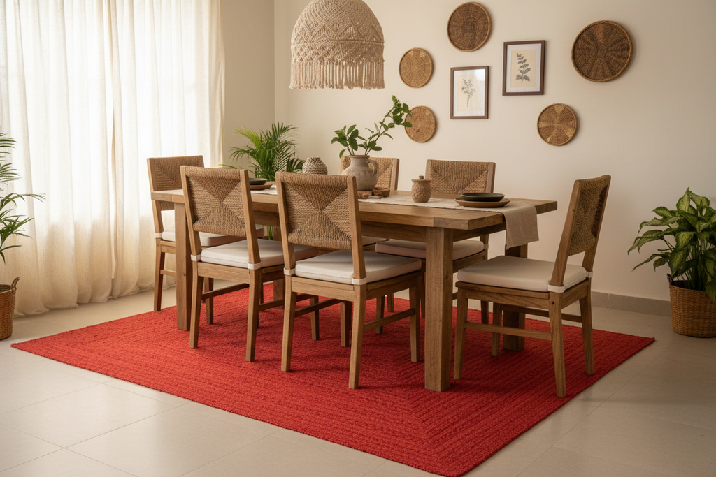 Red Braided Rug - Dining Room