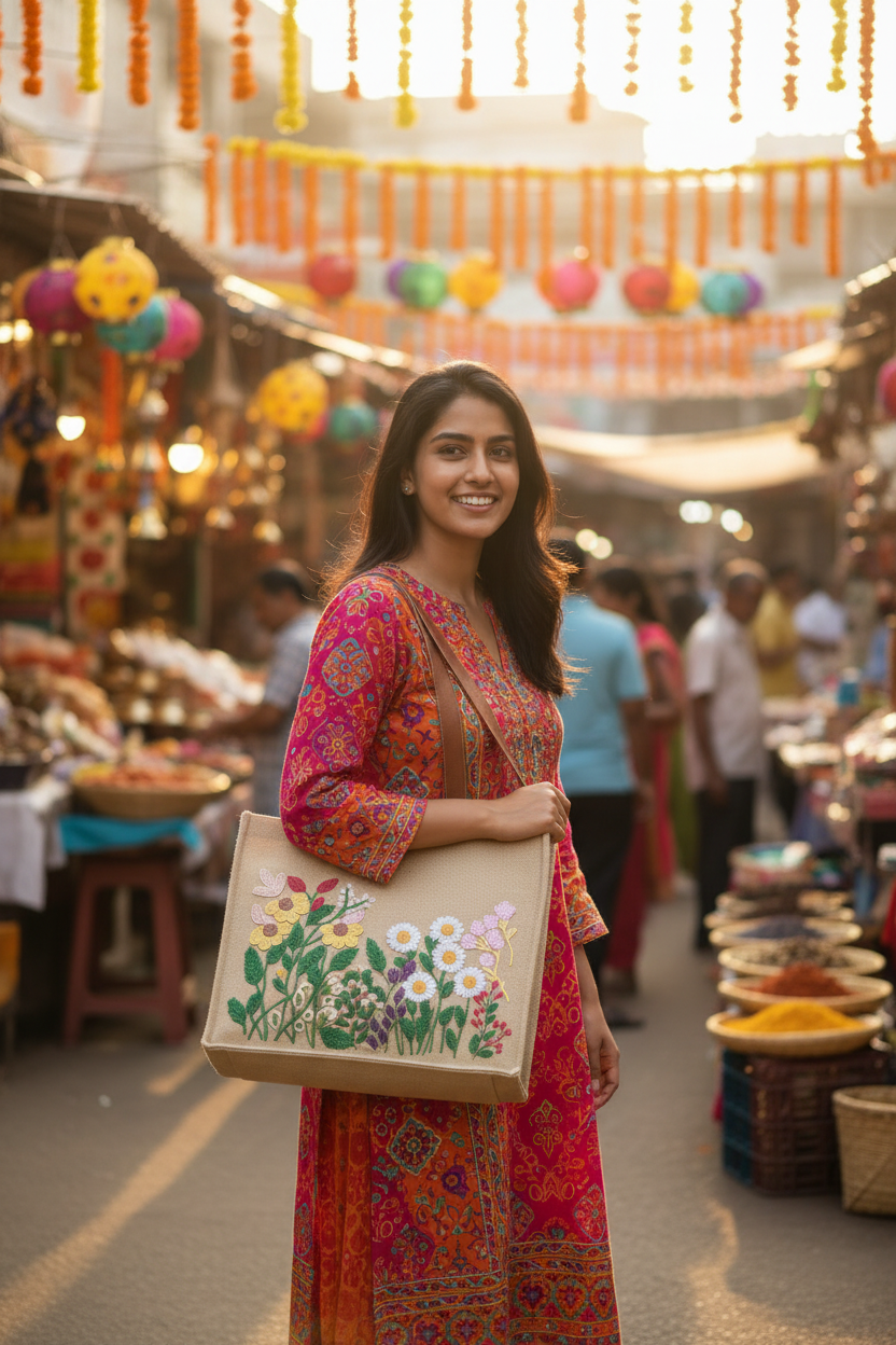 Wildflower Meadow Tote - Street Market Shot